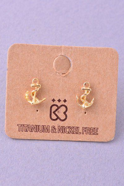 Gold Anchor Earrings