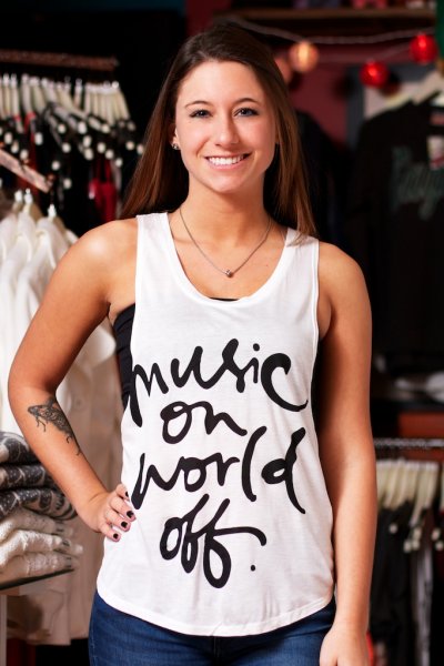 Music On World Off Tank Top by Popular Basics