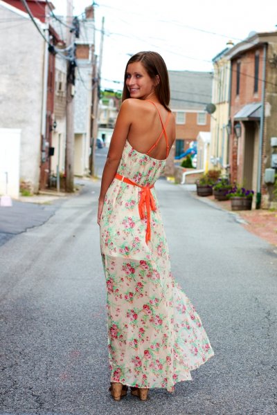 Floral Print Maxi Dress by TCEC