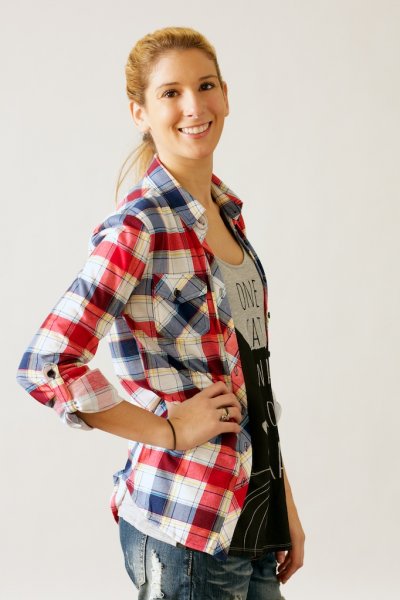 Red And Blue Plaid Button Down by Win Win