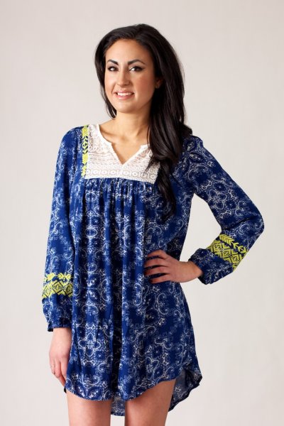 Lace Bib Print Dress by Umgee USA