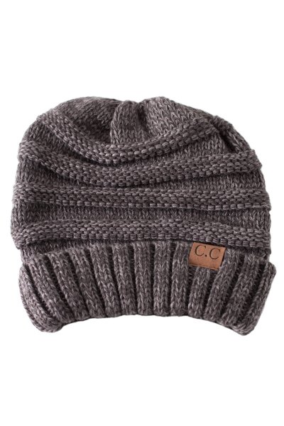 Grey Slouchy Knit Beanie by C.C.