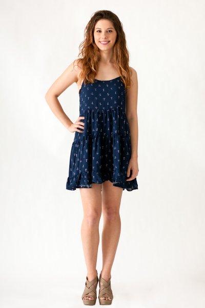 Anchor Print Tiered Dress by Ocean Drive