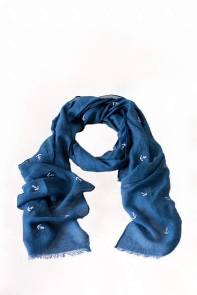 Navy Anchor Print Scarf by Do Everything In Love