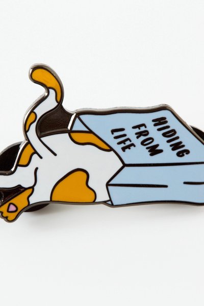 Hiding From Life Enamel Pin