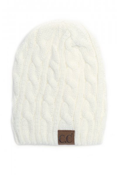 Ivory Cable Knit Beanie by C.C.