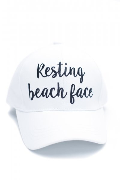 Resting Beach Face White Ball Cap by C.C.