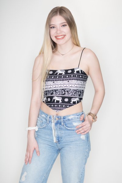 Elephant Print Crop Top by Bear Dance