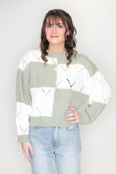 Diamond Checkered Sweater by Love Tree