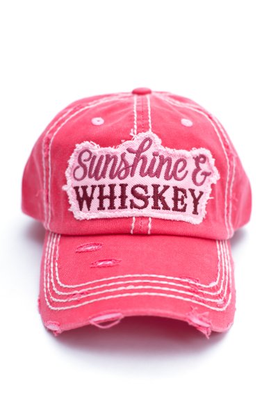 Hot Pink Sunshine and Whiskey Baseball Cap by Kbethos