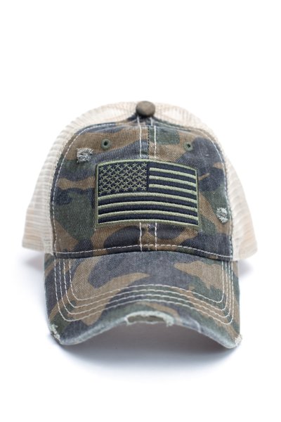 Camouflage American Flag Baseball Cap by C.C.