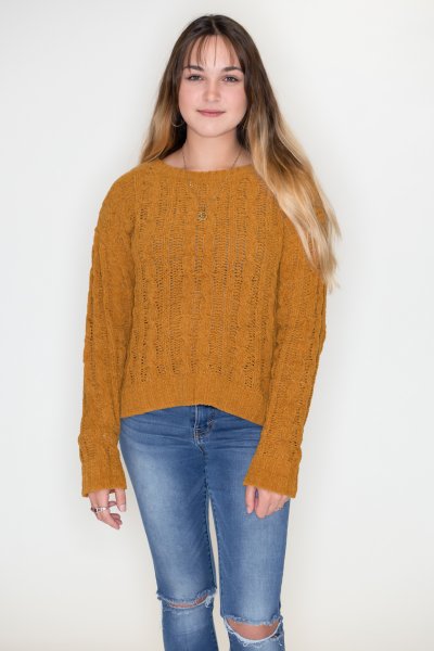 Camel Cable Knit Sweater by Love Tree