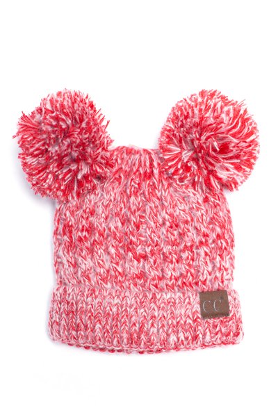 Red Double Pom Beanie by C.C.