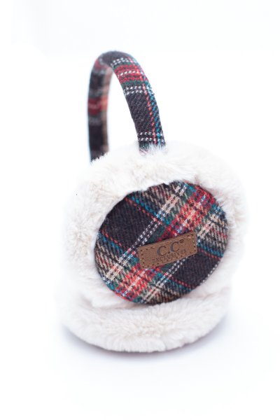 Brown Plaid Earmuffs by C.C.