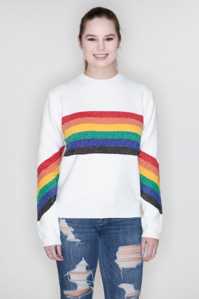 Shimmer Rainbow Stripe Sweater by Racheal