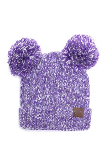 Purple Double Pom Beanie by C.C.