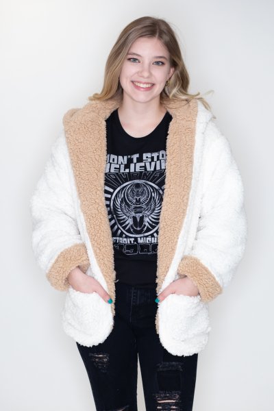 White Reversible Sherpa Jacket by Love Tree