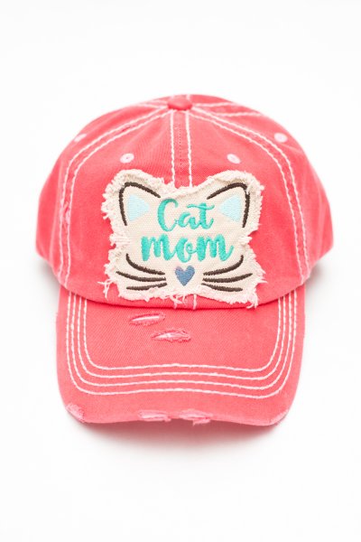 Hot Pink Cat Mom Cap by Kbethos