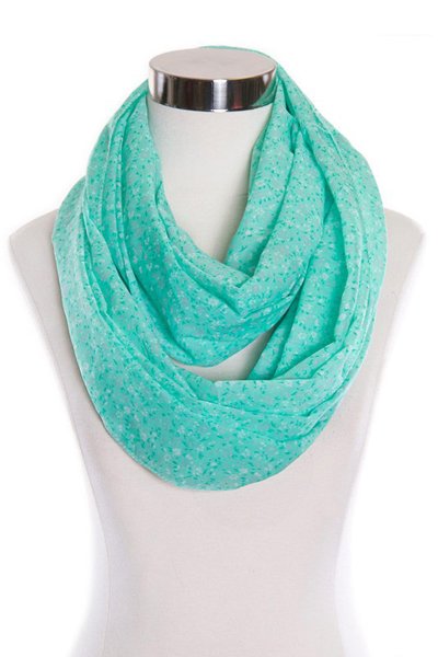 Mint Floral Print Infinity Scarf by Papillon