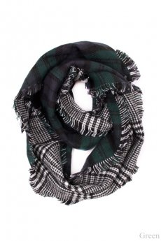 Plaid Fringe Infinity Scarf by Life Is Beautiful