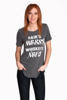 Hair's Messy Shirt Tail Hem Tee by Junk Food