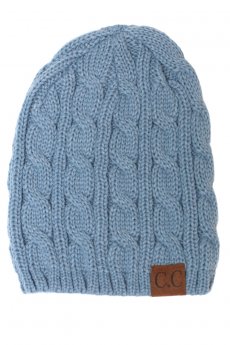 Denim Blue Cable Knit Beanie by C.C.