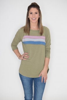 Three Quarter Sleeve Striped Raglan by Cherish