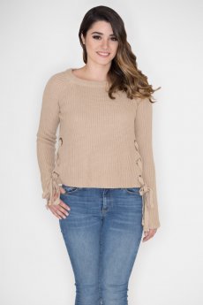 Side Lace-Up Sweater by She and Sky