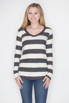 Striped V-Neck Pullover by Cherish