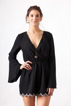 Bell Sleeve Romper by Hommage