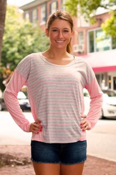 Long Sleeve Contrast Stripe Top by Ya Los Angeles