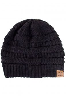 Black Knit Beanie by C.C.