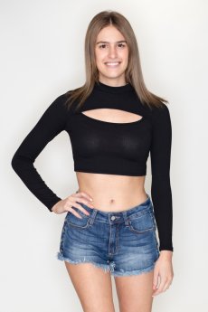 Black Front Cut Out Top by Timing