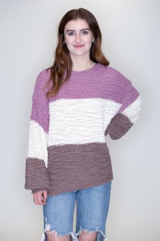 Popcorn Color Block Sweater by eesome