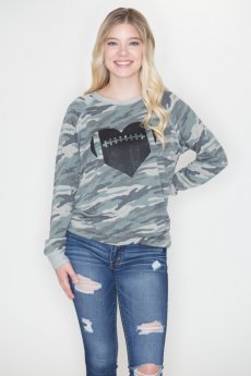 Camouflage Heart Football Sweatshirt by Zutter