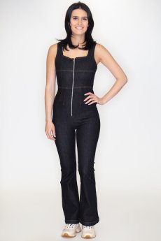 Front Zipper Denim Overalls by Emory Park