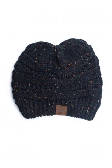 Black Confetti Knit Beanie by C.C.