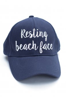 Resting Beach Face Navy Ball Cap by C.C.