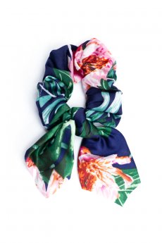 Navy Floral Print Bow Scrunchie by Ellas