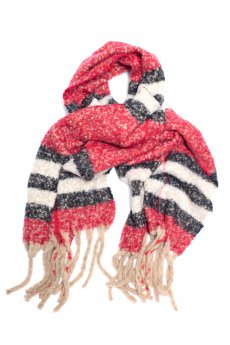 Red Plaid Boucle Scarf by Love of Fashion