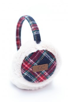 Navy Plaid Earmuffs by C.C.