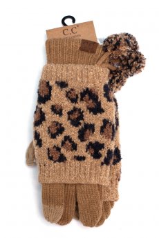 Latte Leopard Print Gloves by C.C.