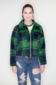 Plaid Zip Up Jacket by Favlux