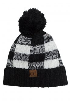 Buffalo Check Beanie with Pom Pom by C.C