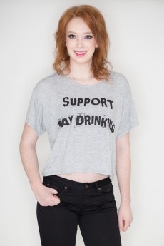 Support Day Drinking Crop Top by May 23