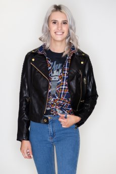 Vegan Leather Moto Jacket by Love Tree