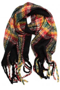 Plaid Oblong Fringe Scarf