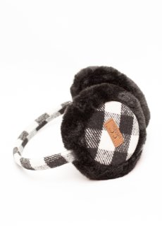 C.C. Black And White Plaid Earmuffs