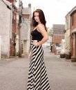 Diagonal Stripe Maxi Skirt by Vanilla Bay