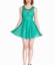 Lace Flared Dress with Beaded Neckline by Yetts